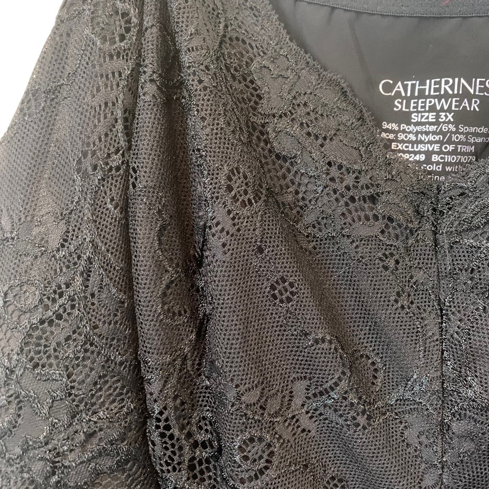Catherines Sleepwear Chemise Women's Plus‎ Size 3X Black Lace Trim - Picture 4 of 5